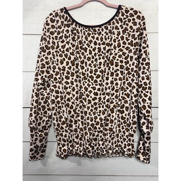 Tory Burch Size Small Animal Print Top Brown Beige - Picture 7 of 8